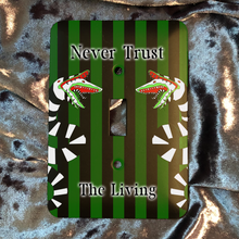 Load image into Gallery viewer, Never Trust The Living - Gothic - Beetlejuice Metal Light Switch Plate Cover
