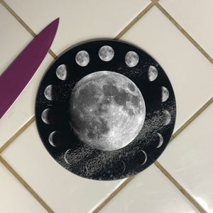 Full Moon - Lunar Phases 8" Glass Cutting Board - Pillbox Designs
