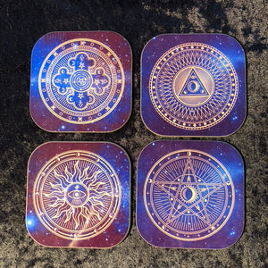 Sacred Geometry Coasters - set of 4