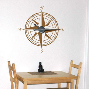 Large Compass Clock Vinyl Wall Art & Clock Kit - Pillbox Designs