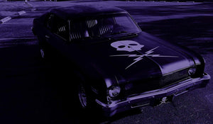 3' X 3' Death Proof Skull and Bolts Wall / Car Decal - Pillbox Designs