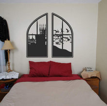 Load image into Gallery viewer, Large Castle Window Fantasy Vinyl Wall Decal - Pillbox Designs
